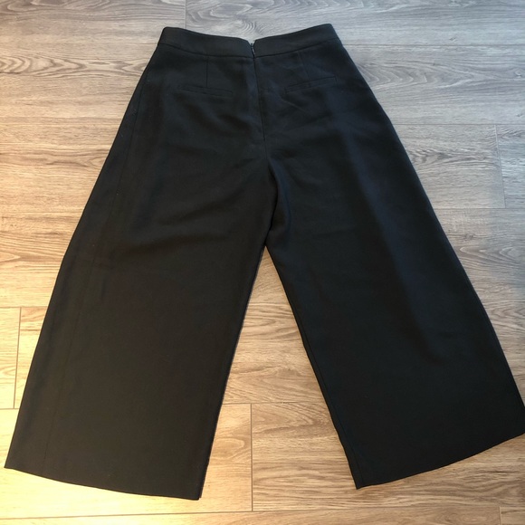 Wide Leg Black Pleated Culottes - Picture 2 of 2